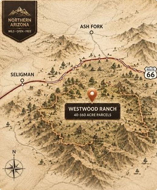 Map of Westwood Ranch and Northern Arizona Off-Grid Acreage
